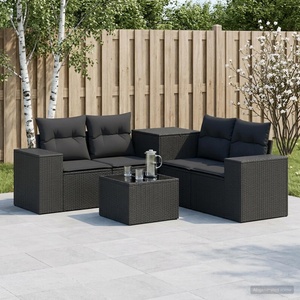 vidaXL Комплект дивани 6 бр. Черно 55 x 55 x 37 см Полиротан и стомана (3447550)