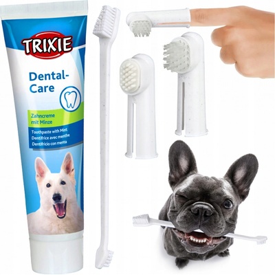 Trixie Set zubná pasta s mätou 100 g a zubné kefky 3ks