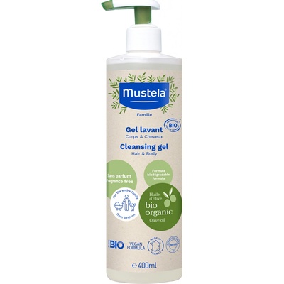 Mustela Organic čisticí tělový a vlasový gel 400 ml