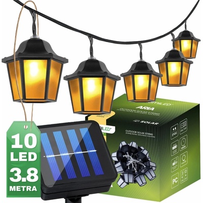 Girlanda solární zahradní 10x LED Latarenka 3.8m 3000K Teplá bílá ARIA LUMILED LUMSOL0080