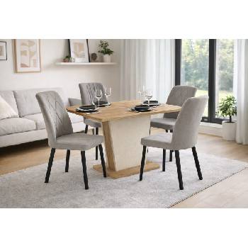 ЕВРОМАР Разтегателна трапезна маса lali 120 дъб артизан / крем