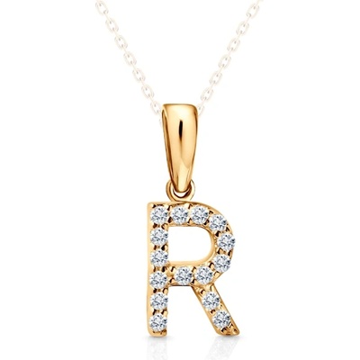 SAVICKI Висулка с буква r savicki: жълто злато, цирконий