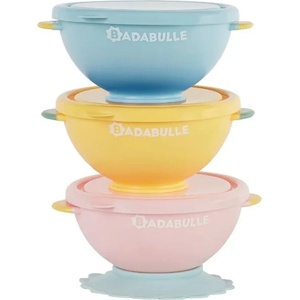 Badabulle Купички с капак и вакуумно захващане Badabulle - Pastel, 3 броя (B005108)