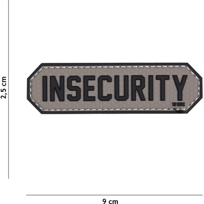 Gumová nášivka 101 Inc nápis Insecurity - sivá