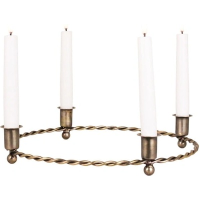Strömshaga Kovový adventní svícen Estelle Round Antique Brass, měděná barva, kov