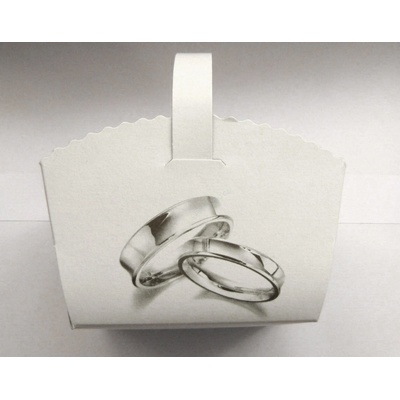 Svatební košíčky s potiskem "Stínované prstýnky" 10 x 8 x 6 cm [1 ks] (71705.6-3A,CH11A)