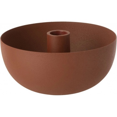 Terakotový kovový svícen na úzké svíčky Terra - Ø 15*7,5cm - J-Line by Jolipa