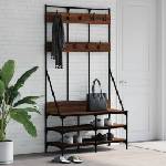 vidaXL Стойка за дрехи и рафт за обувки, кафяв дъб, 100x40x184 см (837841)