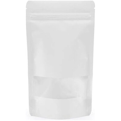 Doypack ZIP | bílý kraft papír s okénkem obsah 100ml (85 × 140 + 50mm)