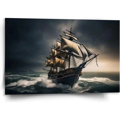 Sablio Obraz Plachetnice v rozbouřených vodách - 120x80 cm