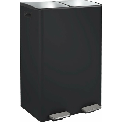 Spirella - Aliya Matne čierny oceľový odpadkový kôš 2 x 30 l na triedený odpad/nášľapný