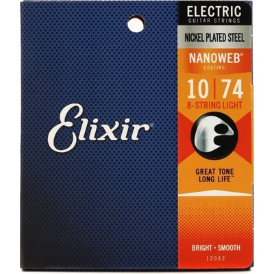 Elixir Струни за 8 струнна електрическа китара NANOWEB Steel Light 10-74 ELIXIR 12062