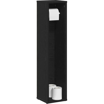vidaXL Шкаф за баня с поставка за ролки, черен, 20, 5x20x90 см (858507)