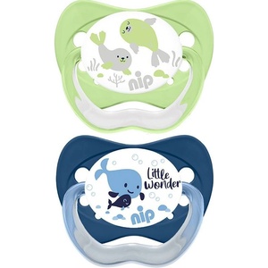 NIP Каучукови залъгалки NIP - Family, Тюлен и кит, 0-6 м, 2 броя (44000821310001) - baby