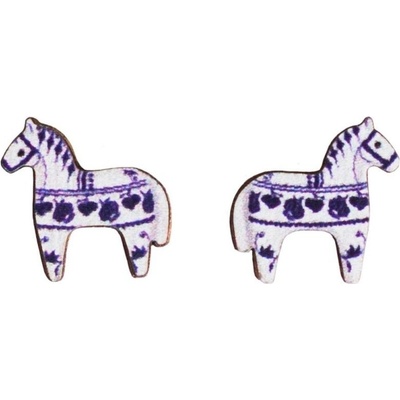 BeWooden dřevěné náušnice scandi modrý koník