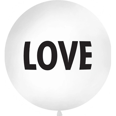 PartyDeco Guľatý latexový jumbo balonek 1M biely LOVE