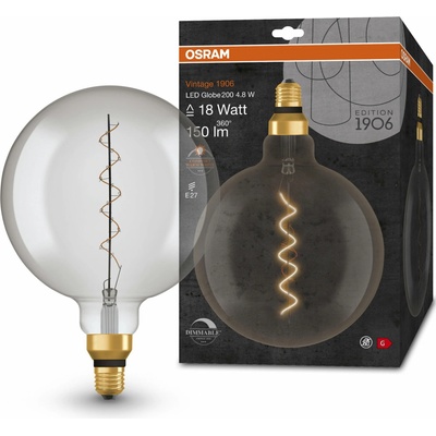 Osram dymová stmievateľná LED žiarovka E27 4,8 W BIG GLOBE, teplá biela 4058075761278
