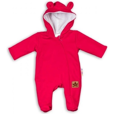 Baby Nellys Kojenecký teplákový overal s kapucí Teddy malinový – Zbozi.Blesk.cz