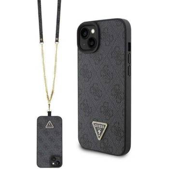 Image 1 of GUESS Гръб Guess PU 4G Strass Triangle Metal Logo Case + Crossbody Strap за iPhone 15 - Сив