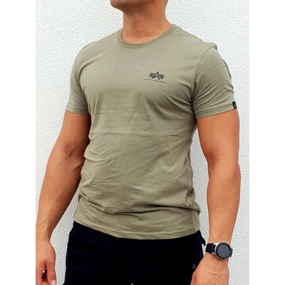 Alpha Industries Basic T Small logo olive tričko pánske zelené