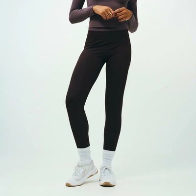 DOMYOS Dámske tvarujúce legíny Powerful Pilates hnedé
