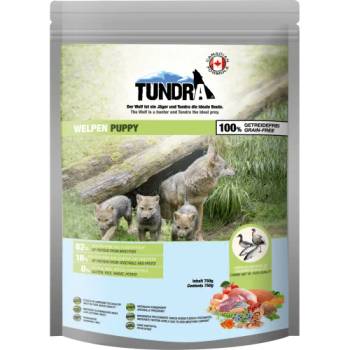 TUNDRA puppy - висококачествена храна за бременни, кърмещи и подрастващи кучета от всички породи, БЕЗ ЗЪРНО, с Патица, Пиле, Пуйка, Сьомга - 750 гр, Германия - 16104