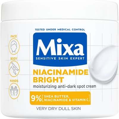 Mixa Niacinamide Bright Хидратиращ крем за лице и тяло, 400 ml