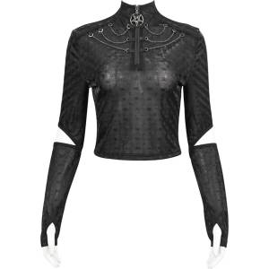 Devil fashion дамска тениска с дълги ръкави DEVIL FASHION - Gothic with Pentagram - TT231
