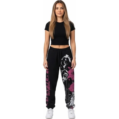 Dámské tepláky Flowers Loose Joggers schwarz