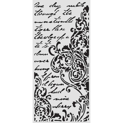 Stamperia Plastová šablona 12 × 25 cm Ornamenty a text – Sleviste.cz