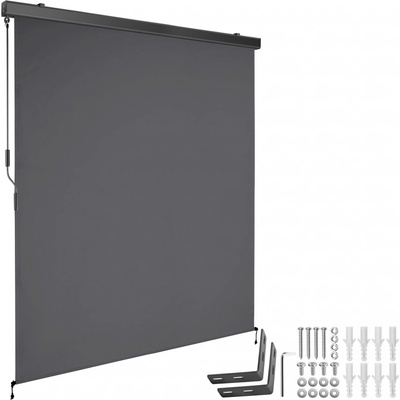 tectake 406142 svislá markýza eloise se 2 nástěnnými držáky - 160 x 250 cm,tmavě šedá