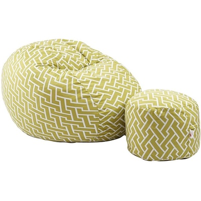 PUFRELAX Комплект Барбарон с табуретка за крака 500л. Matusalem, Zippity Green, Перящ се калъф, Подходящ за деца, Пълнеж с микс от мемори пяна и дунапрен, Гама Premium (PUF-M-MO-PT-ZIG)