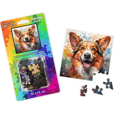 WoodMix Puzzles Дървен пъзел WoodMix, Кучета, 40 части - Уелско корги (WM-P40-0020)
