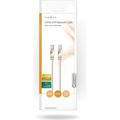 Nedis CCGP85100GY20 UTP Cat5e пач кабел, RJ45, 10/100/1000 Mbps, дължина 2 m (CCGP85100GY20)