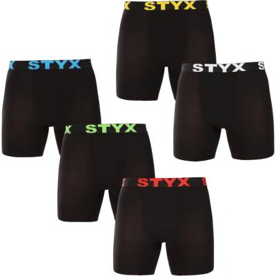 Styx Комплект от пет - мъжки боксерки Styx long спортна еластика черни Styx | Cheren | МЪЖЕ | XXL