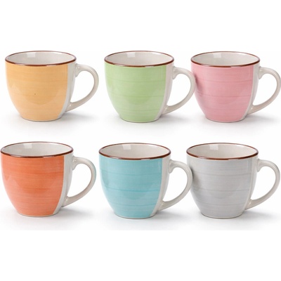 Excellent Houseware Keramická sada šálok na espresso pastelové pruhy v darčekovom balení 90 ml