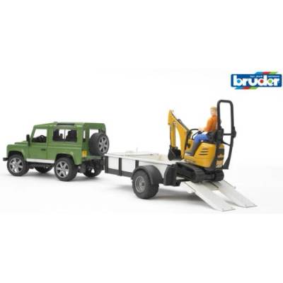 BRUDER 02593 Land Rover с ремарке и JCB микробагер (02593)