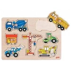 Goki Puzzle with handles, construction machines, Goki 57593