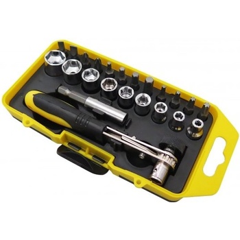 Sada obojstranná račňa s bitmi a adaptermi 1/4" 23 ks