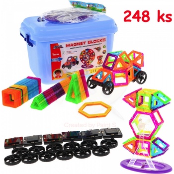 JOKO Detské Magnetické kocky 248ks + odkladací box
