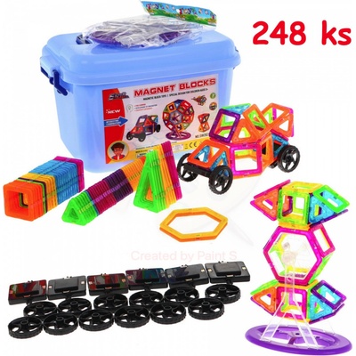 JOKO Detské Magnetické kocky 248ks + odkladací box