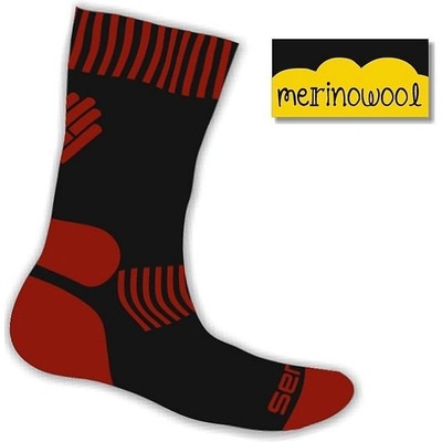 Sensor Expedition Merino Wool Socks Black/Red