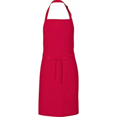 Link Kitchen Wear Univerzální keprová zástěra s laclem a nastavitelným páskem u krku Červená 72 x 85 cm X986