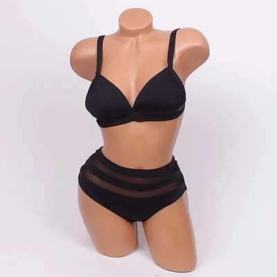 Бански в черен цвят с висока талия - чашка b