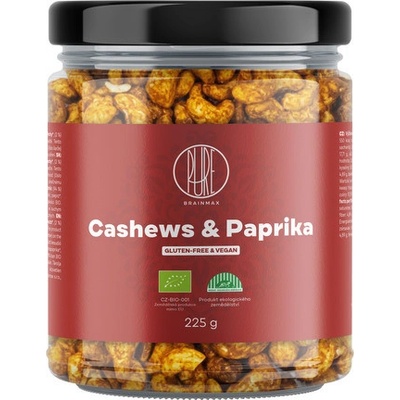 BrainMax Pure Cashews & Paprika Kešu & Červená paprika BIO 225 g