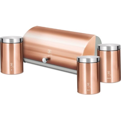 Chlebník s 3 dielnou sadou dóz na potraviny Berlingerhaus Metallic Line Rose Gold BH-6730