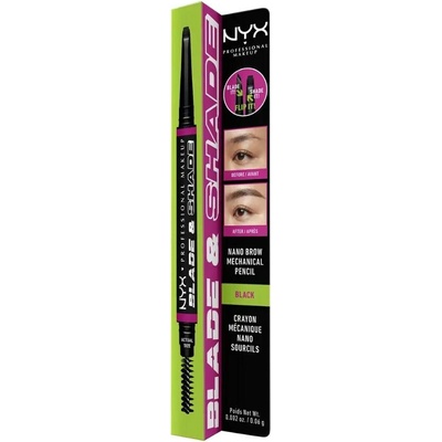 NYX Professional Makeup Blade & Shade tužka na obočí s kartáčkem Black 0,06 g