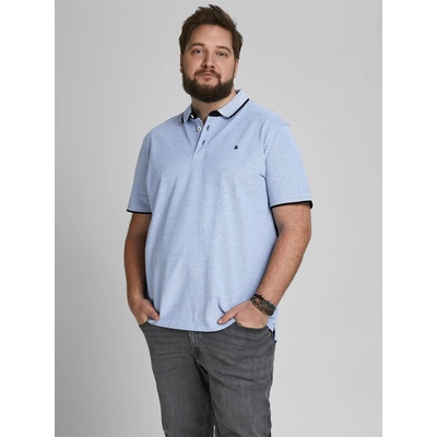 JACK & JONES Мъжка блуза с яка Jack and Jones Jack Paulos Tipped Pique Short Sleeve Polo Shirt Mens Plus Size - Bright Cobalt