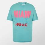 Hugo Тениска Hugo Men's Miami Print Regular Fit T-Shirt - Turquoise/Aqua