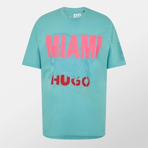Hugo Тениска Hugo Men's Miami Print Regular Fit T-Shirt - Turquoise/Aqua